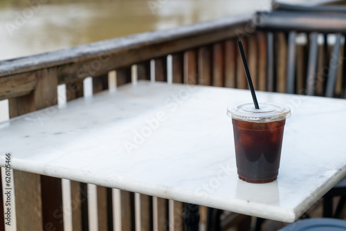 americano coffee or long black coffee in glass