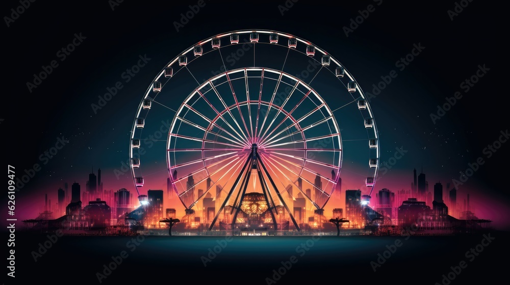 Famous and historic Ferris wheel. Oktoberfest concept. Generative AI