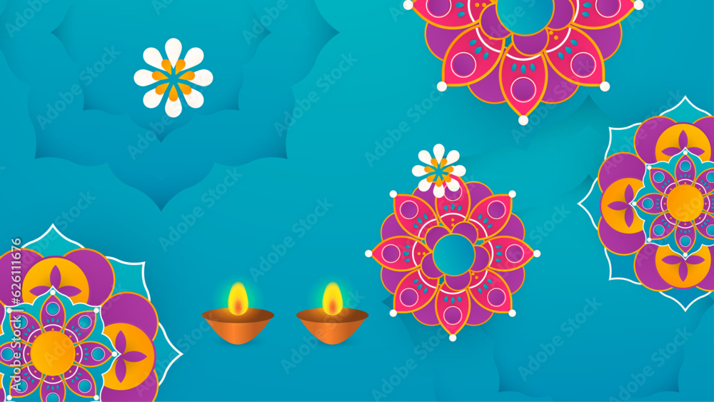 Fototapeta premium Happy diwali holiday decorative beautiful background