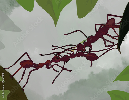 A group of ants, forming the leaves of the leaves