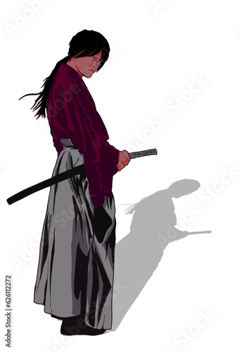 a male samurai knight on a white background