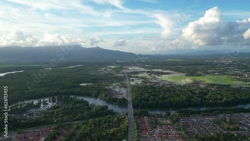 Aerial view Jambatan Jalan Lencongan Barat near mangrove tree at Kedah photo