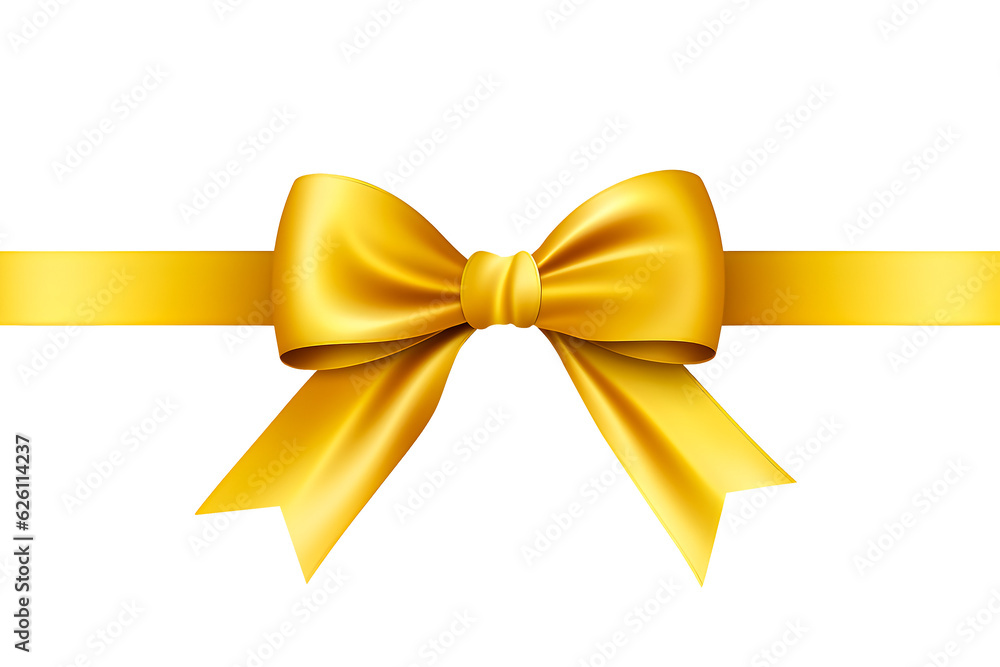 Yellow ribbon PNG with bow isolated on white and transparent background, ribbon png for christmas celebration Gift advertising concept - GENERATIVE AI Yellow ribbon PNG with bow isolated on white and transparent background, ribbon png for christmas celebration Gift advertising concept - GENERATIVE AI