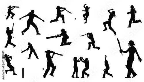 female cricket player silhouette