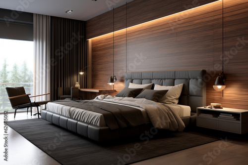 Cool couple bedroom interior 3d rendering © Adja Atmaja
