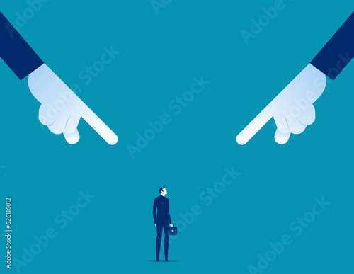 Blame and shame against person. Business discrimination vector illustration