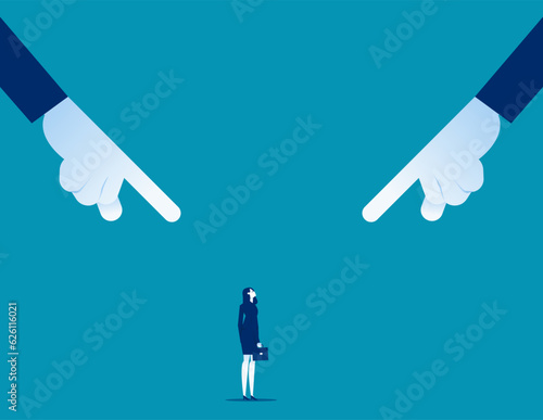 Blame and shame against person. Business discrimination vector illustration