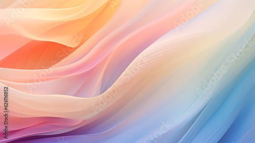 Fototapeta Naklejka Na Ścianę i Meble -  Colorful and soft fabrics waving in the wind, with dynamic waves. Beautiful abstract texture background for a nice and colorful horizontal background wallpaper in pastel hues for a calm mood
