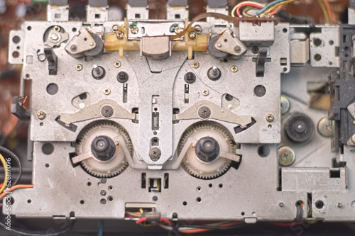 Tape pulling mechanism of the cassette deck. tape recorder repair.