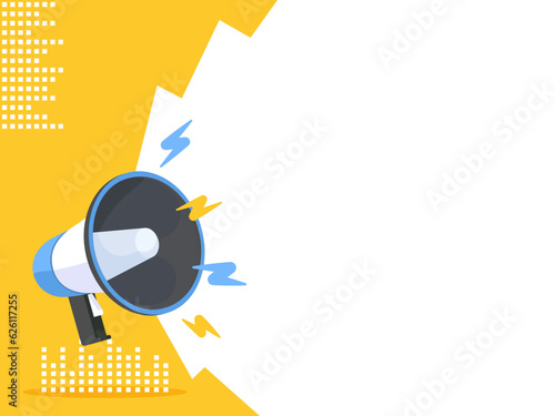 Flyer Megaphone speaker for announce, advertising, promotion, and Grand sale. Vector illustration for retail shopping online marketing template, banner, poster, and background.
