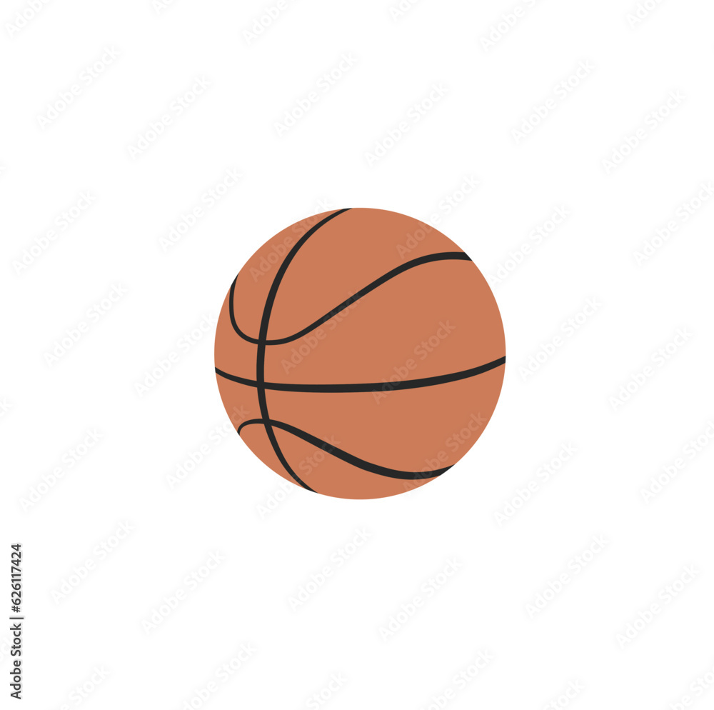 Basketball flat llustration vector isolated on white background. Sport supplies. Sport ball. Back to school concept