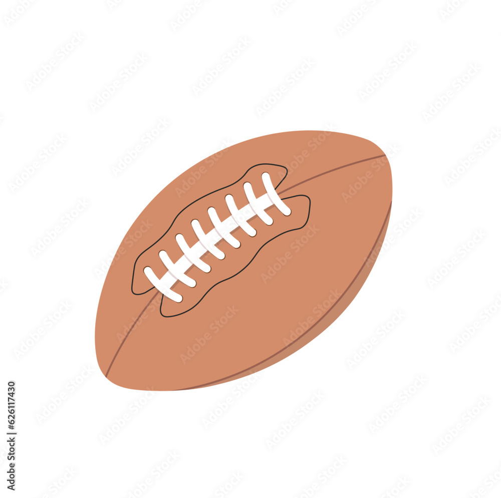 American football flat illustration vector isolated on white background. Sport supplies. Sport ball. Back to school.