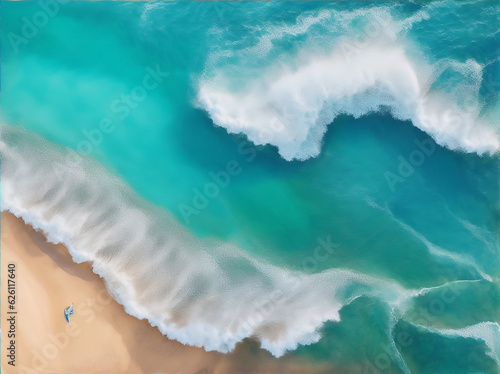 Tropical beach surf. Abstract aerial ocean view