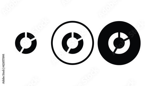 graph donut icon black outline for web site design and mobile dark mode apps Vector illustration on a white background