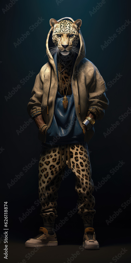 fashion hip hop cheetah with clothes fashion hip hop cheetah with clothes
