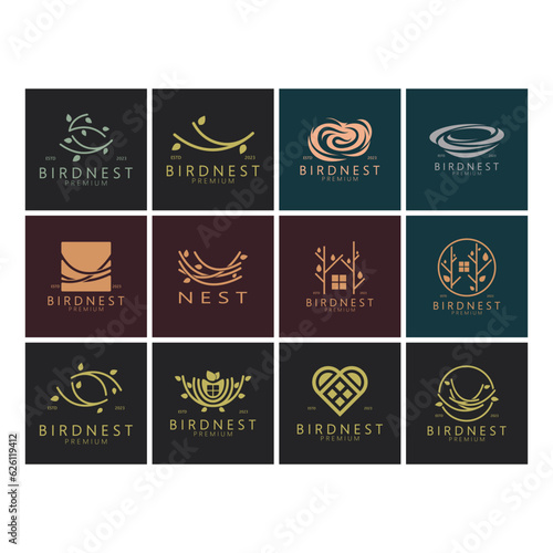 bird nest logo icon illustration design template, for bird farm, bird business, bird house, bird conservation with modern minimalist vector concept