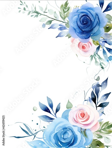 Water Color Pastel Flower and bloom, Wedding decorative perfect rectangle frame border