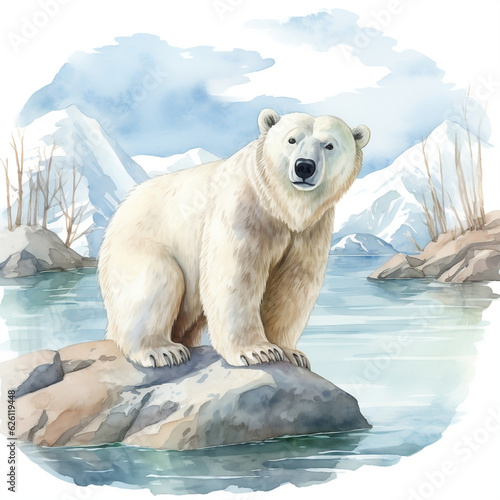 polar bear on ice in the snow