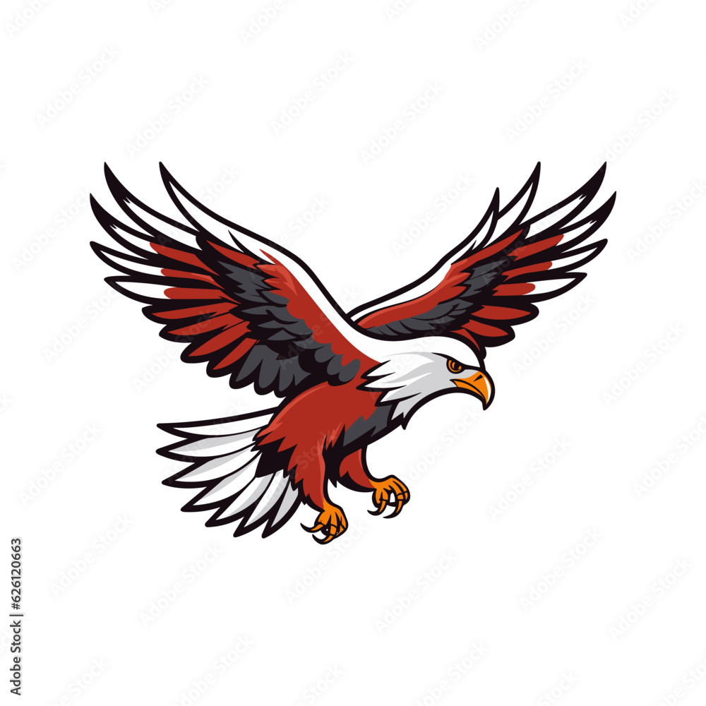 Obraz premium Flying eagle mascot vector illustration isolated on white background