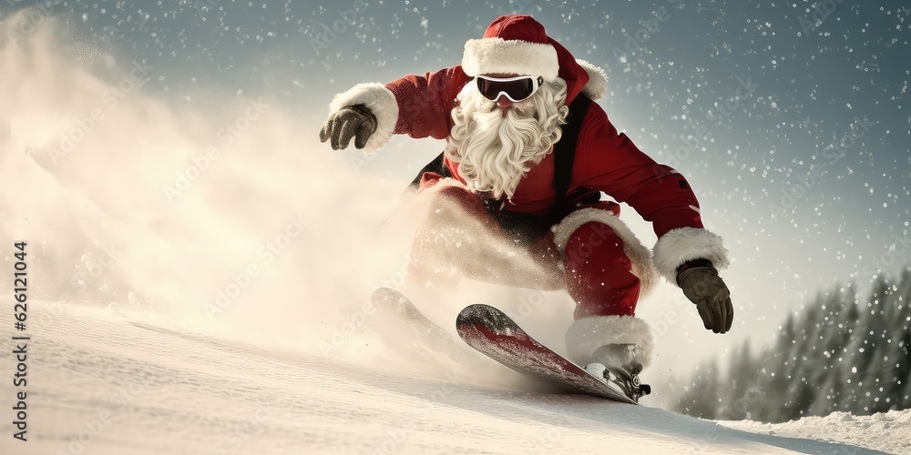 santa claus skiing, jet ski santa claus skiing, jet ski