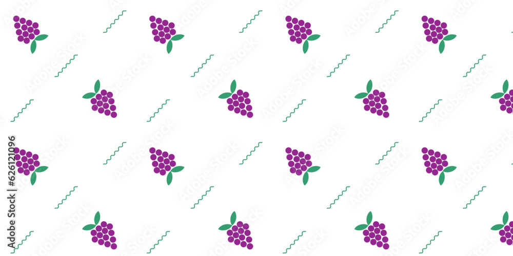 Vector seamless background in scandinavian style geometric patterns blue grapes on a white background Vector EPS10