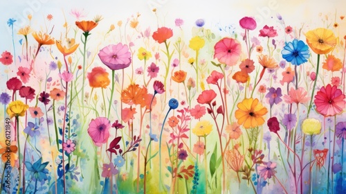 Enchanting Meadow of Colors: Watercolor Wildflower Wallpaper