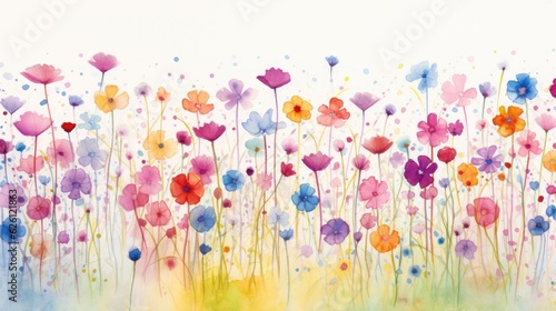 Whimsical Wildflower Dreams: Colorful Watercolor Meadow