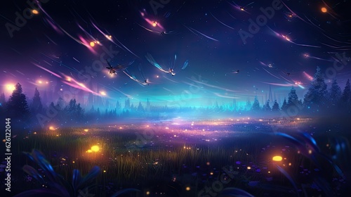 Nighttime Firefly Delight: Enchanted Glowing Field