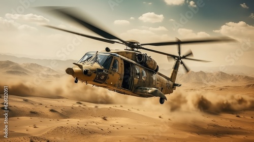 Steely Resolve: War Chopper in Active Desert Combat