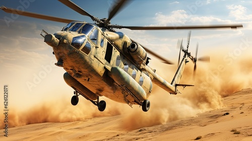 High-Stakes Aerial Operations: Military Helicopter in Combat