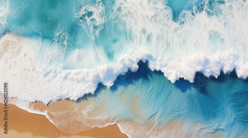 Captivating Aerial Seascape: Crashing Waves on Tropical Shoreline
