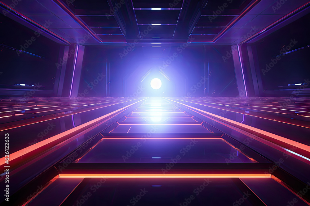 Abstract Speed light trails effect path, fast moving neon futuristic technology background, future virtual reality, motion effect, curve of neon bright, highway speed light, with Generative Ai. Abstract Speed light trails effect path, fast moving neon futuristic technology background, future virtual reality, motion effect, curve of neon bright, highway speed light, with Generative Ai.