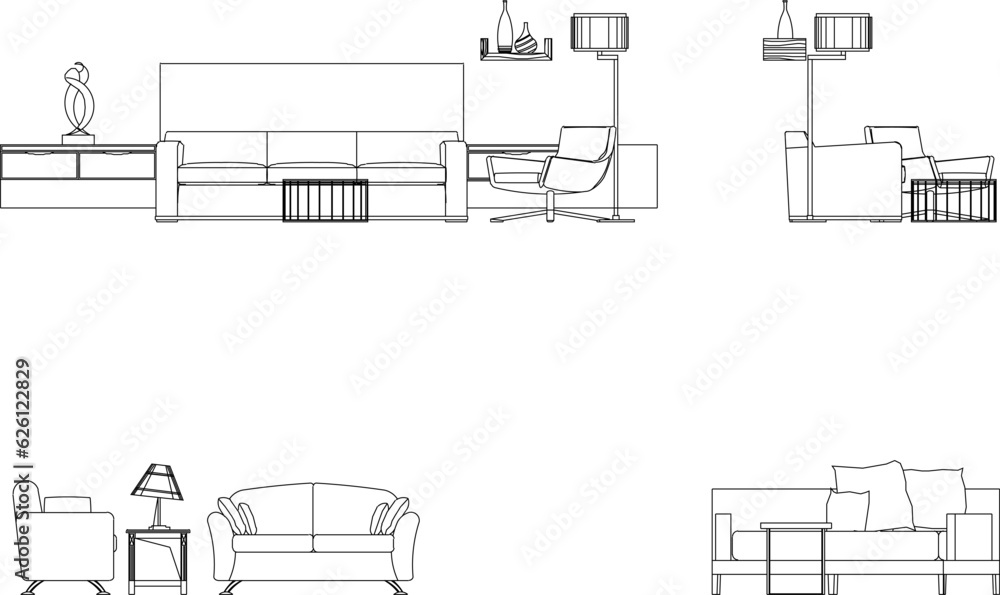 Sketch vector illustration view of interior architectural design table chair living room Sketch vector illustration view of interior architectural design table chair living room