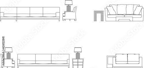 Sketch vector illustration view of interior architectural design table chair living room