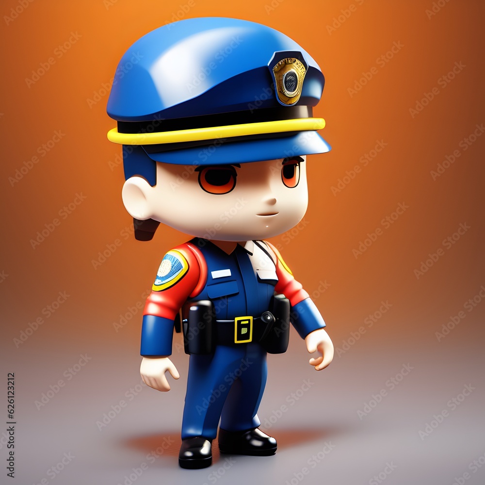 3d cute police chibi figure