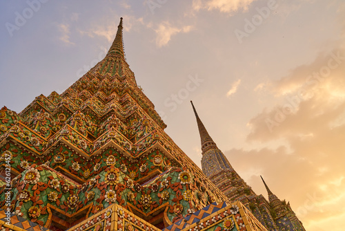 Photography chedi wat pho buddha complex in bangkok, thailand.