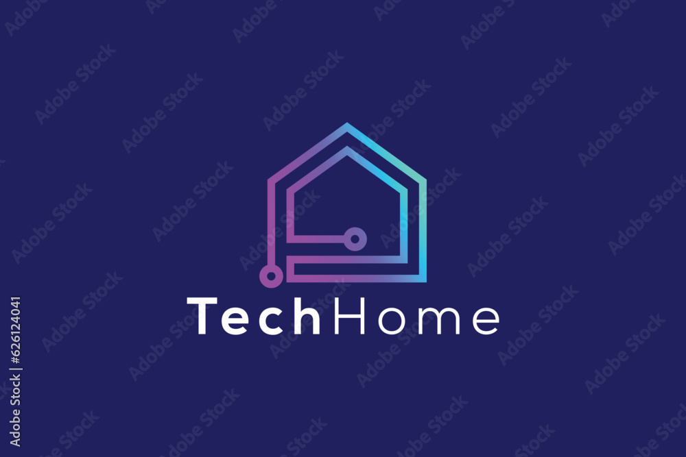 Technology smart home logo design vector template Technology smart home logo design vector template