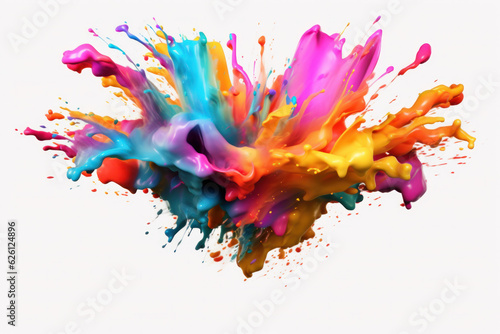 Large colorful splash of multicolored paint that scatt,ai generative