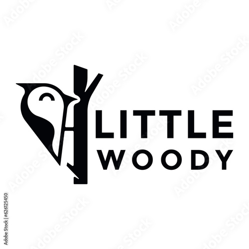 Little Woodpecker bird logo template.