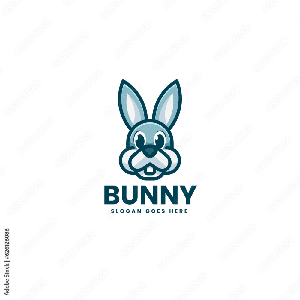 Fototapeta premium Vector Logo Illustration Bunny Simple Mascot Style
