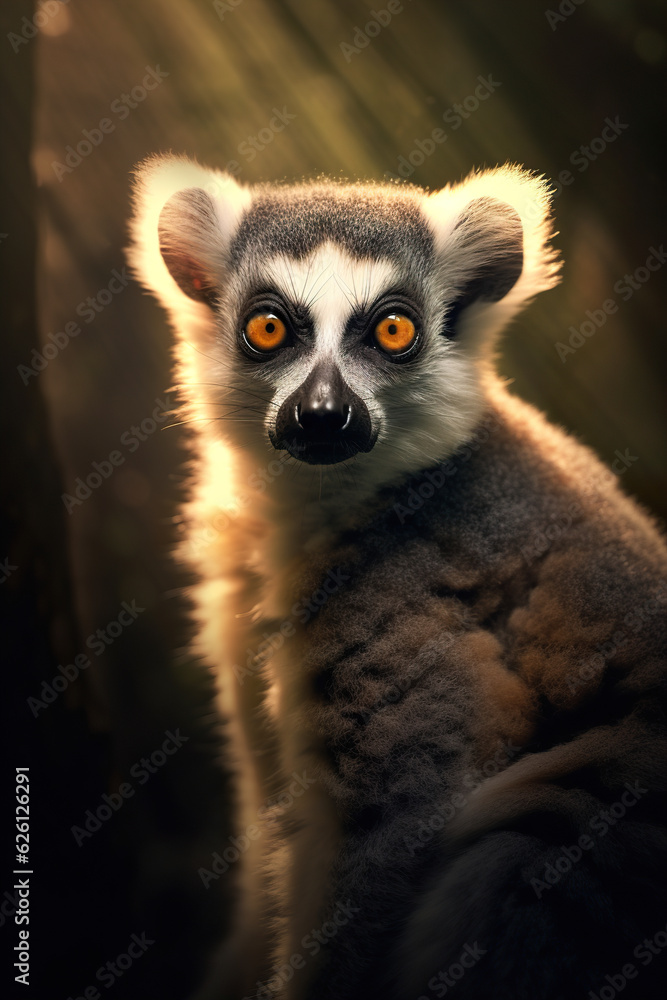 Cute lemur portrait, front view Cute lemur portrait, front view