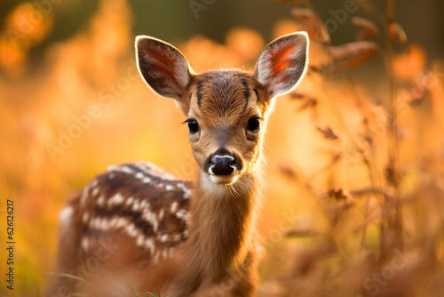 Cute deer cub looking at camera