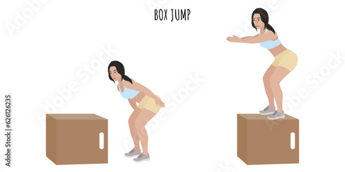 Asian woman doing box jump exercise