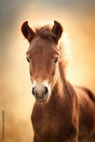 Brown horse cub portrait
