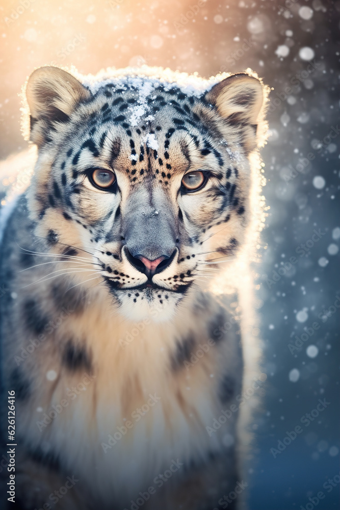 Adult snow leopard portrait