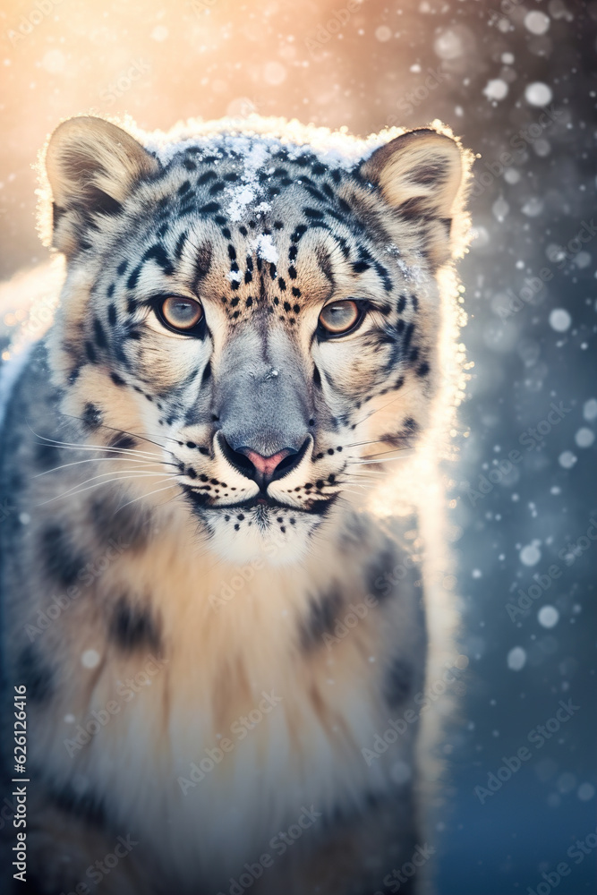 Adult snow leopard portrait Adult snow leopard portrait