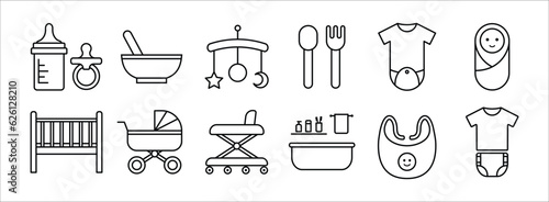 Baby needs collection icon illustration.