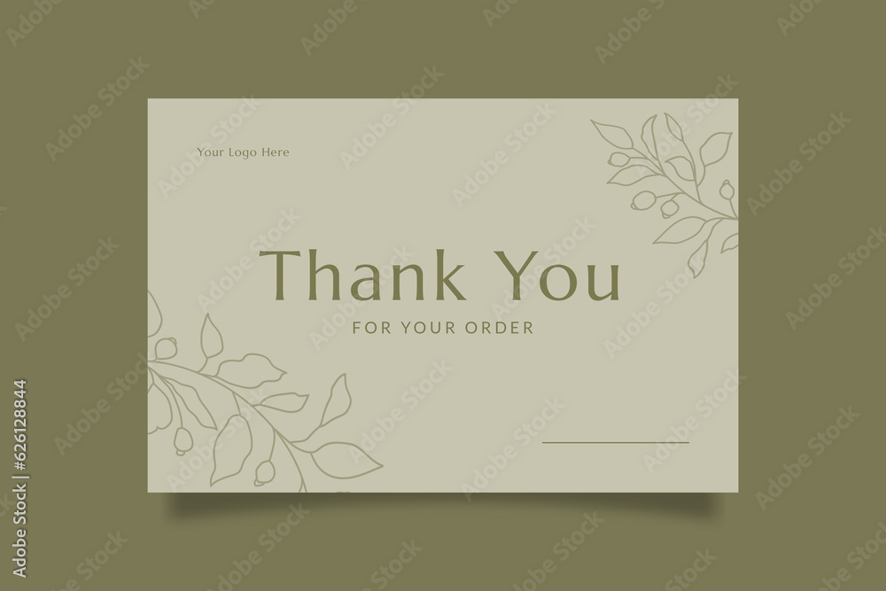 Printable Luxury Thank You Card Template for Small Online Business, Decorated with Foliage and Cream Background. Suitable for Spa, Beauty, Fashion, Cosmetic Brand Printable Luxury Thank You Card Template for Small Online Business, Decorated with Foliage and Cream Background. Suitable for Spa, Beauty, Fashion, Cosmetic Brand