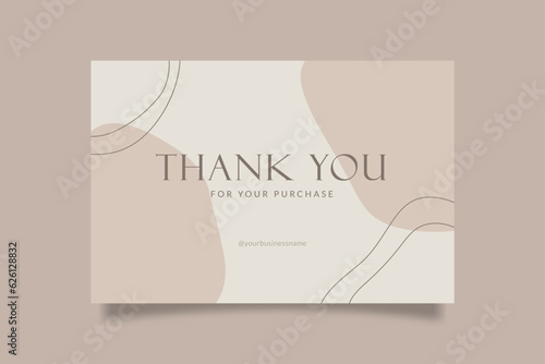 Printable Aesthetic Thank You Card Template for Small Online Business, Decorated with cream blob object and stroke. Suitable for Beauty, Fashion, Bakery, Cosmetic Brand.