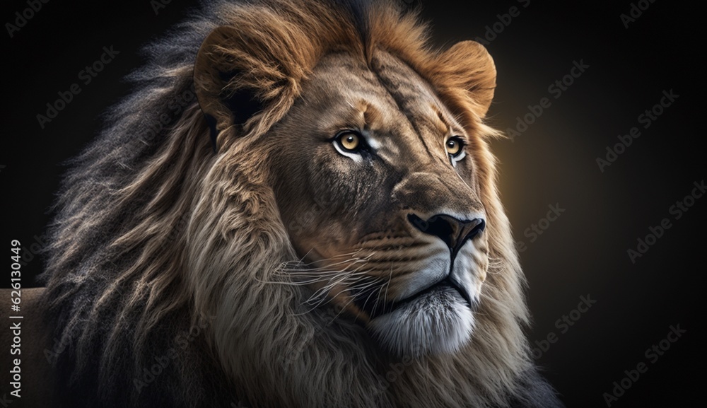 Fototapeta premium Lion looking forward Ai Generative